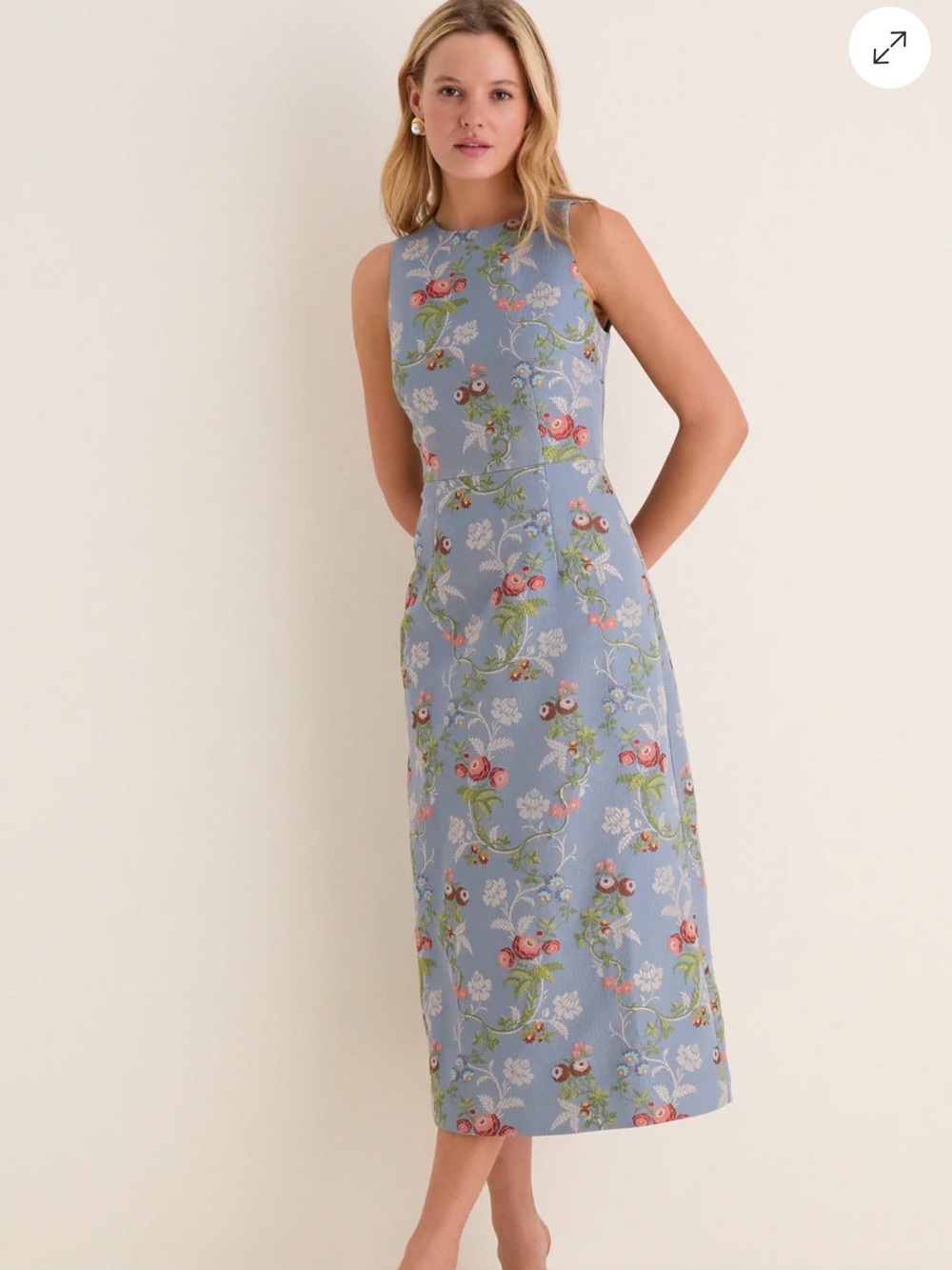 Tuckernuck Blue Floral High-Neck Sleeveless Midi Dress